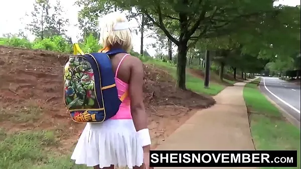 HD American Ebony Walking After Blowjob In Public, Sheisnovember Lost a Bet Then Sucked A Dick With Her Giant Titties and Nipples out, Then Walked Flashing Her Panties With Upskirt Exposure And Cute Ebony Thighs by Msnovember topp videoer