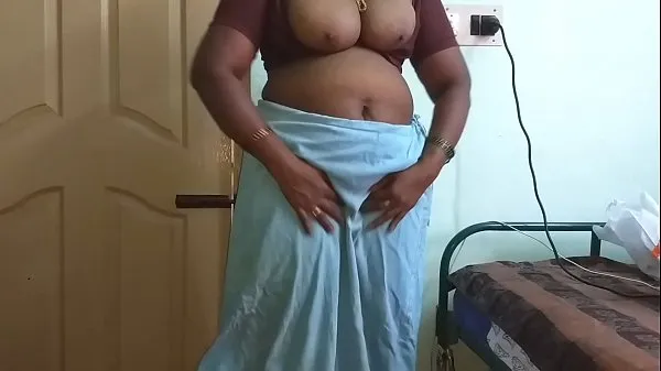 HD desi indian tamil telugu kannada malayalam hindi horny cheating wife vanitha wearing grey colour saree showing big boobs and shaved pussy press hard boobs press nip rubbing pussy masturbation najlepšie videá