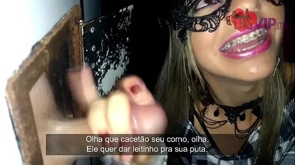 HD Cristina Almeida invites some unknown fans to participate in Gloryhole 4 in the booth of the cinema cine kratos in the center of são paulo, she curses her husband cuckold a lot while he films her drinking milk top videoer