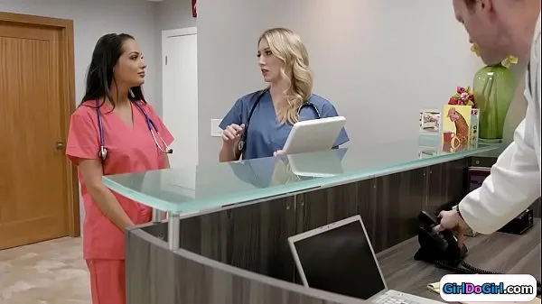 HD Blonde doctor shows her brunette intern around the not really cheerful and the intern suggests to have some quality time right here to up her kisses the doctor sucks on her tits and licks her wet she facesits her أعلى مقاطع الفيديو