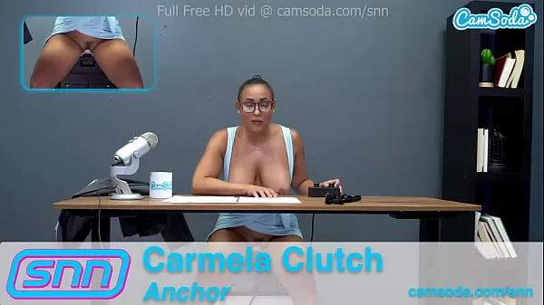 HD-Camsoda News Network Reporter reads out news as she rides the sybian topvideo's