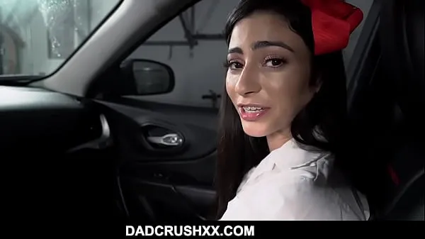HD step Dad Lifts Up Teen Daughter's Skirt After class- Jasmine Vega أعلى مقاطع الفيديو