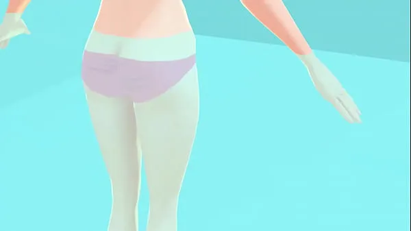 HD Toyota's anime girl shakes big breasts in a pink bikini topp videoer