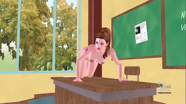 HD Animated 3d sex video of a cute teen girl givng sexy poses and masturbating - fingering pussy أعلى مقاطع الفيديو