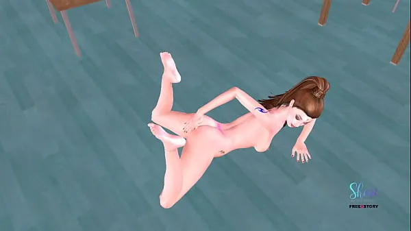 HD Анимированное 3D секс-видео, где симпатичная девушка трахает пальцами свою киску и задницу топ видео