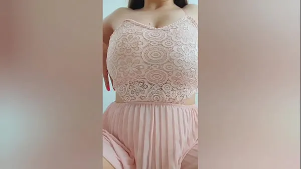HD Young cutie in pink dress playing with her big tits in front of the camera - DepravedMinx top Videos